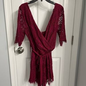 Maroon Lace Romper